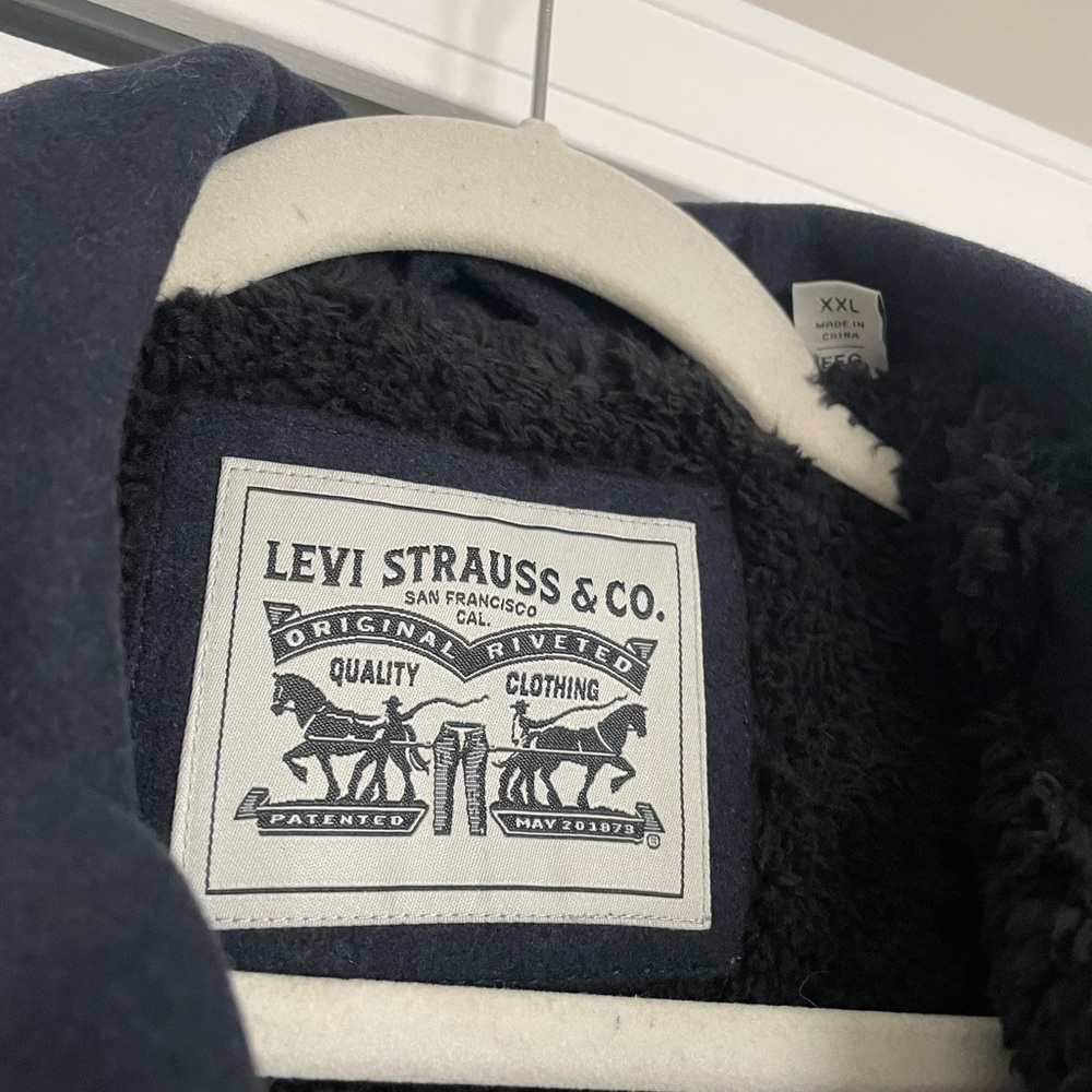 NWT!!! LEVI’S Men’s Lined Wool Coat. Navy. XXL - Picture 2 of 6